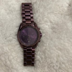 Micheal Kors 6721 Bradshaw Stainless Steel Purple Dial Womens Chronograph Watch